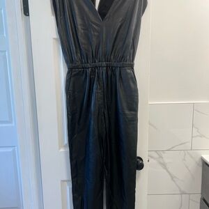 Evereve Black Faux Leather Jumpsuit